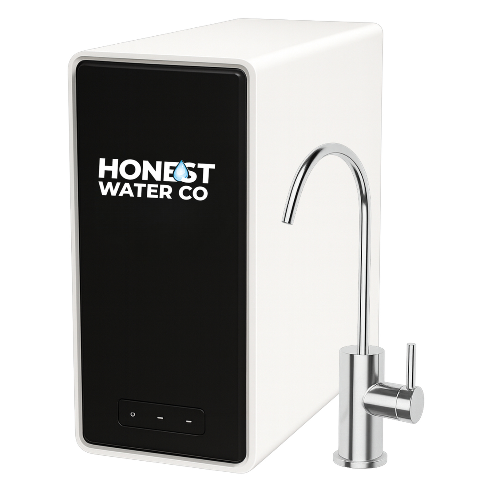 Tankless reverse osmosis unit with dedicated chrome faucet